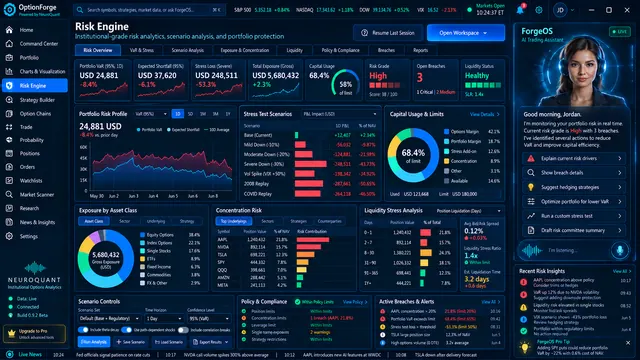 OptionForge interface concept for Risk Engine